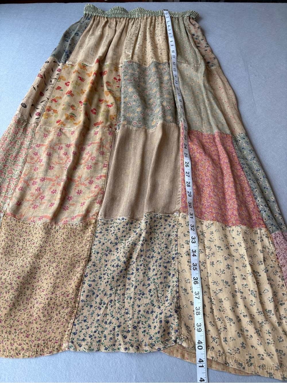 Vintage 90s Sacred Threads Patchwork Floral Maxi Skirt sz M/L Boho Fairycore - Picture 5 of 6